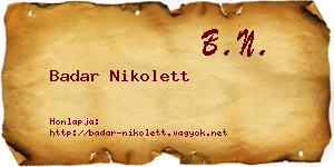 Badar Nikolett névjegykártya